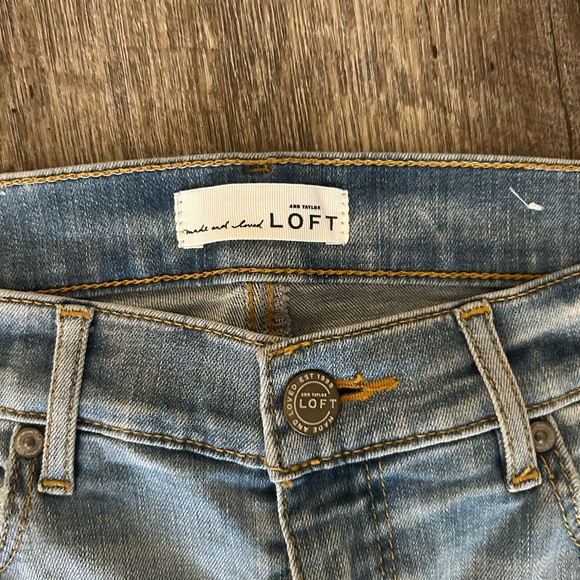 LOFT Blue Ankle Cropped Jeans with Frayed Hem - Picture 2 of 9